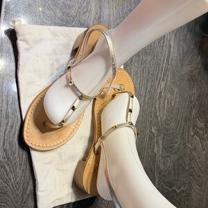 Women’s Metallic Stud T-Strap Sandals - Gold